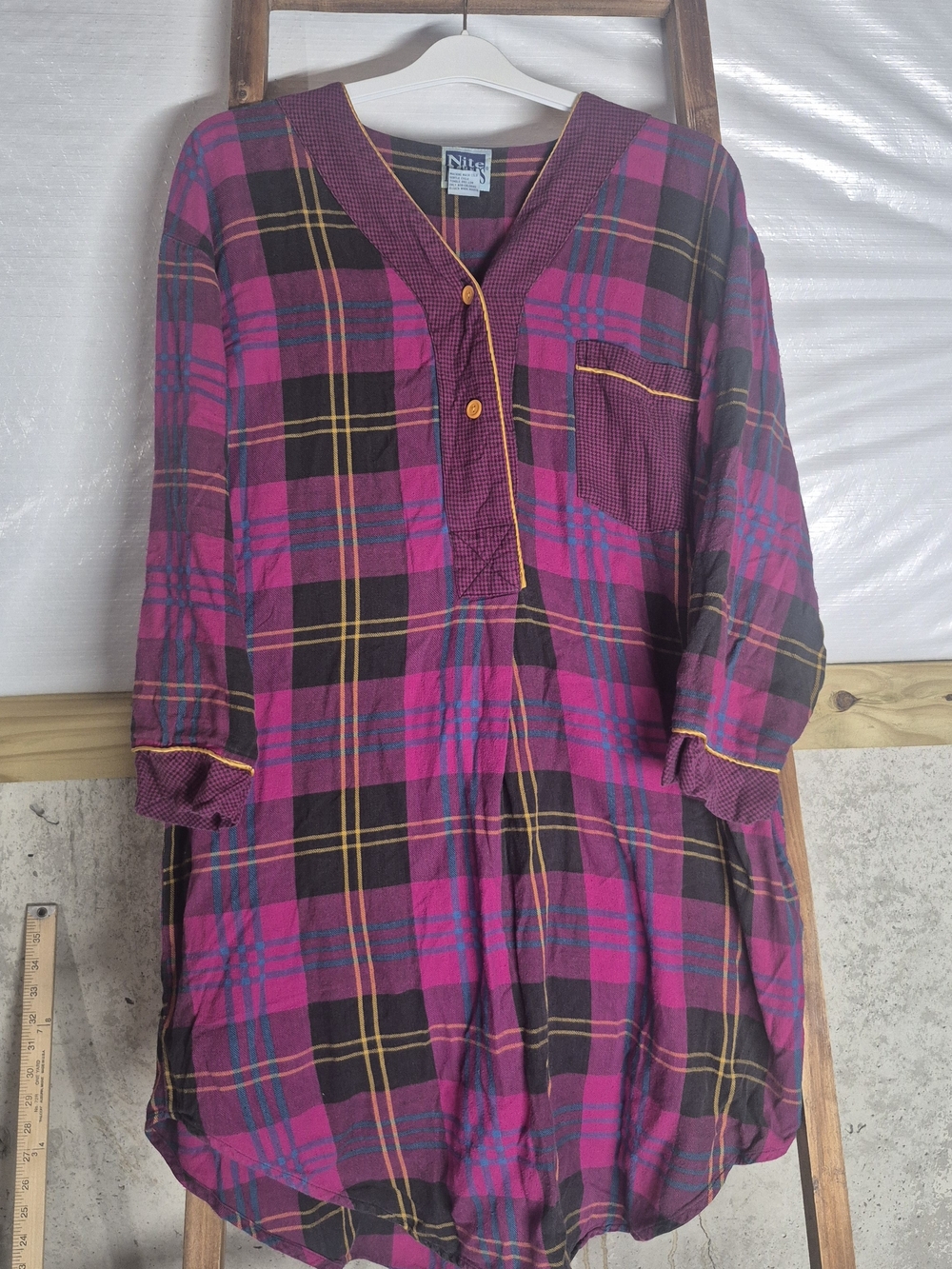 Nils Pink & Black Plaid Button-Front Tunic